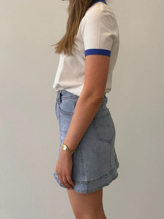 Wakee Denim - A-line Light Blue Denim Skirt