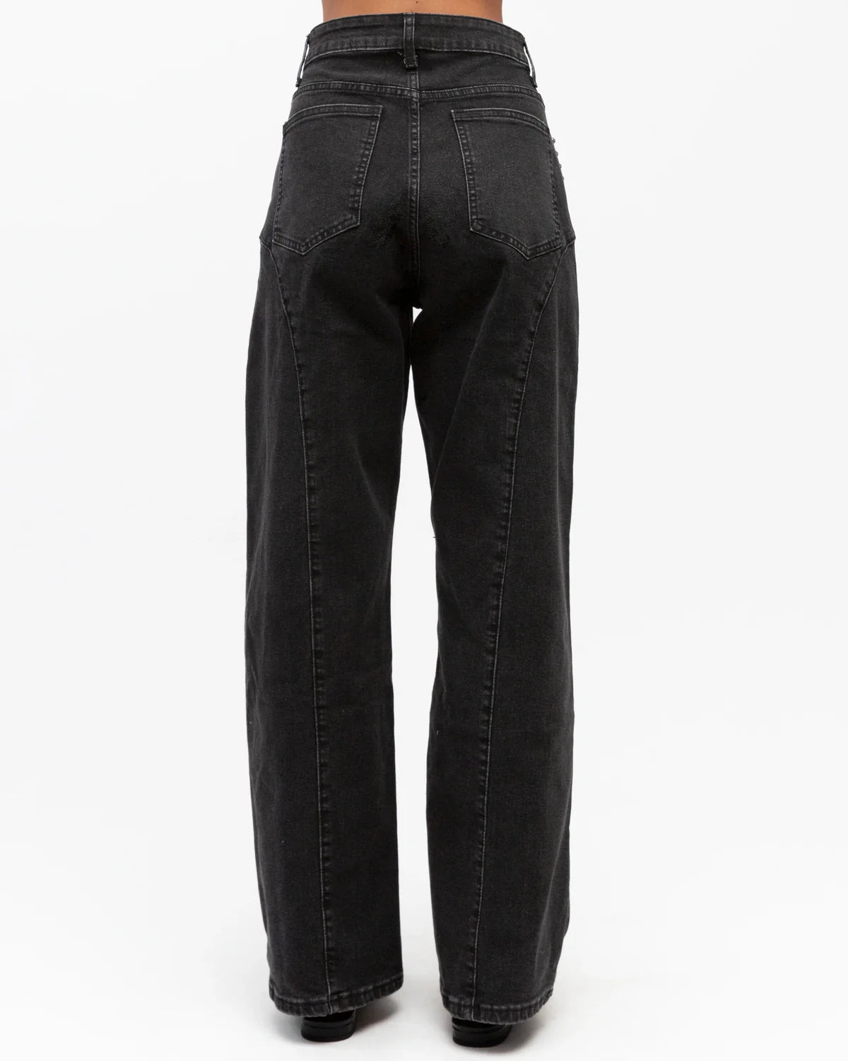 Paper Heart Contrasting Stud Denim Pants Charcoal