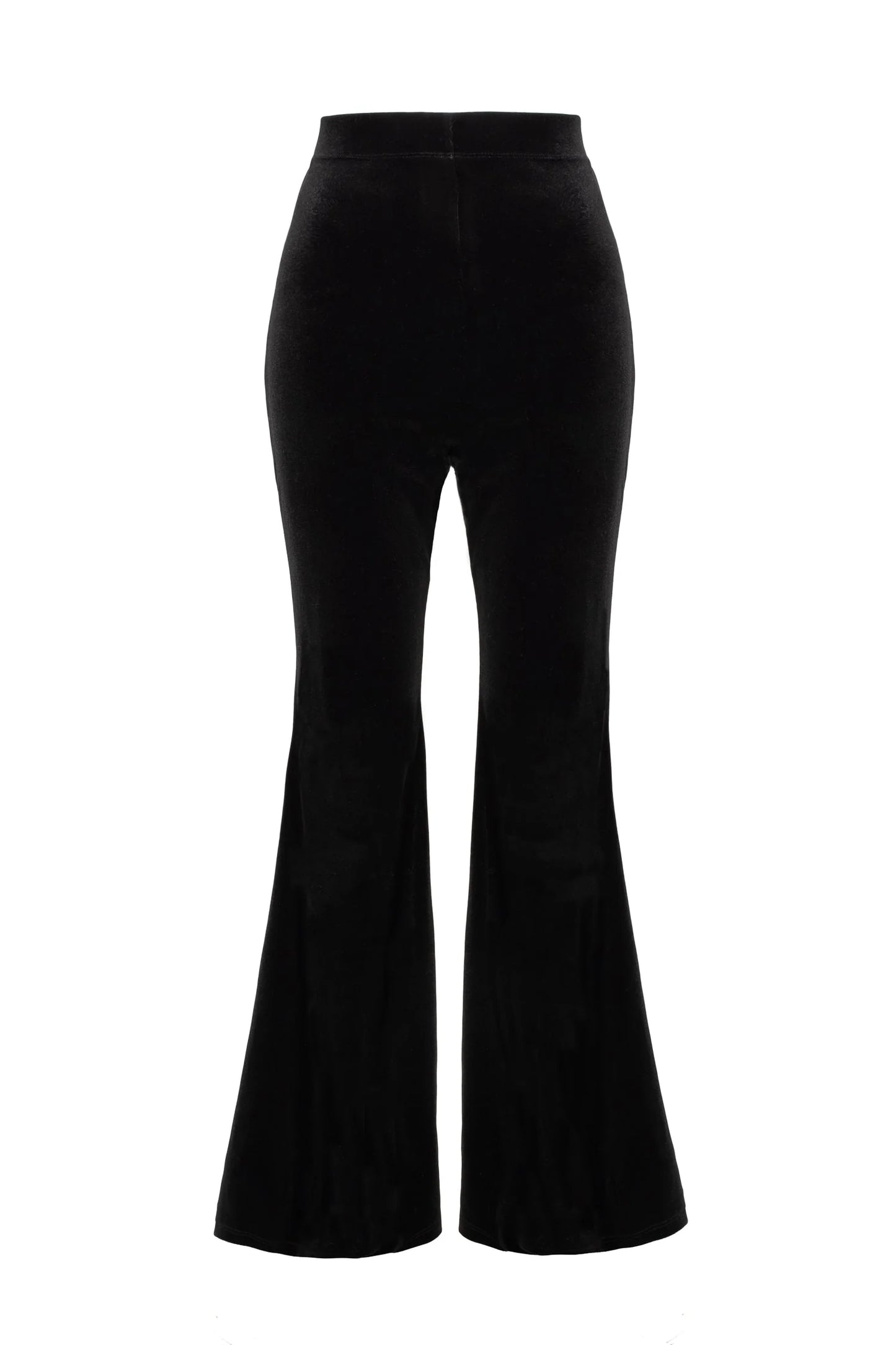 Black flared pants on a white background