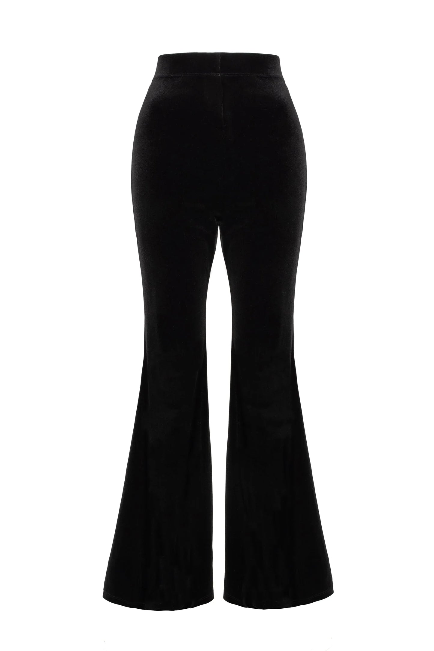 Black flared pants on a white background